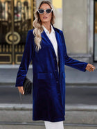 Women's Loose Velvet Single Breasted Lapel Long Sleeve Winter Blazer Coat