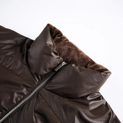 Winter Waterproof Duck Down Jacket for Men Brown Stand Collar Puffer