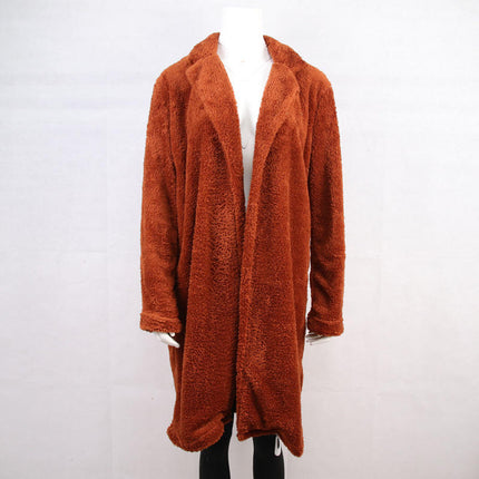 Women's Autumn Winter Teddy Coat Plush Lapel Long Sleeve Warm Coat