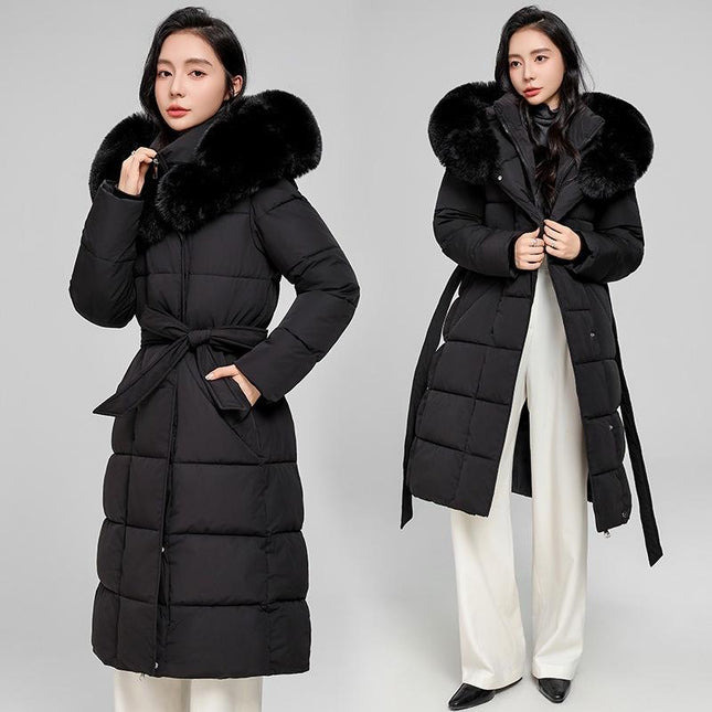 Women’s Winter Long Parka with Big Fur Hood Windproof Warm Coat