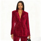 Women's Velvet One Button Lapel V Neck Long Sleeve Winter Office Blazer Coat