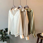 Vintage Satin Sheer Blouse for Women Long Sleeve Elegant Overshirt