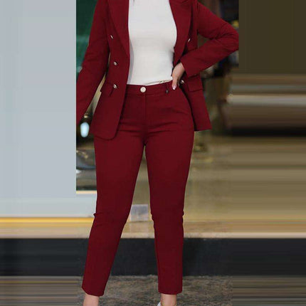 Women’s Elegant Office Suit Set Blazer & Pants Long Sleeve Workwear