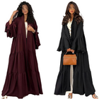 Summer Open Abaya Set with Hijab Embroidered Flare Sleeve Dubai