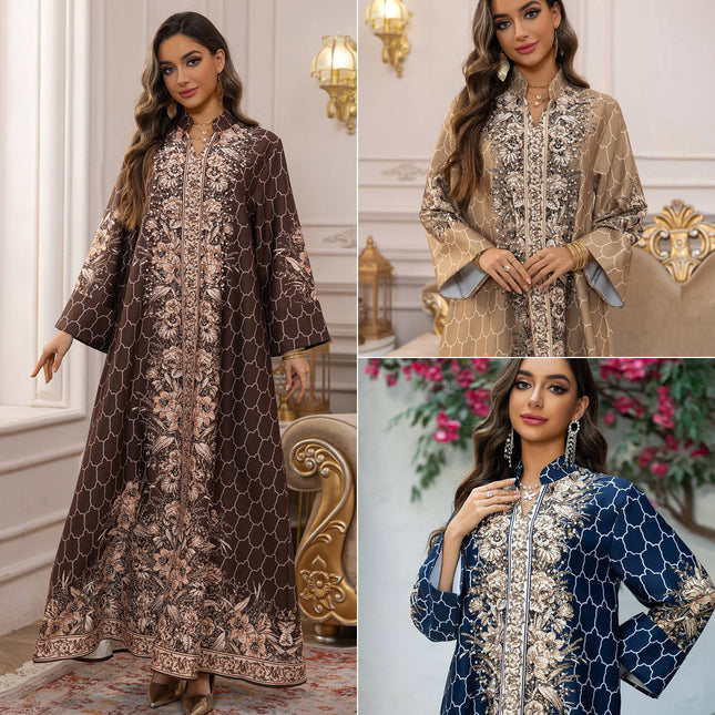 Luxury Rhinestone Embellished Dubai Abaya for Women | Elegant Islamic Dress