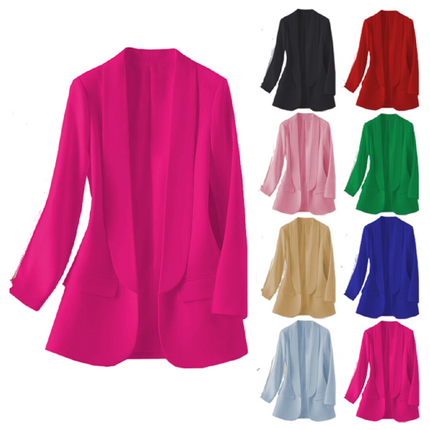 Elegant Solid Color V-Neck Suit Blazer for Women Spring Autumn