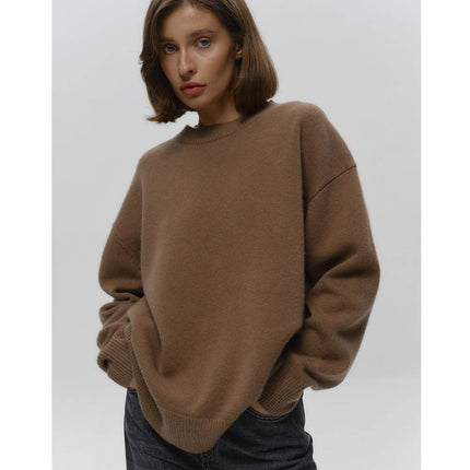 Women's Oversized O-Neck Knit Sweater Loose Warm Autumn Winter Pullover