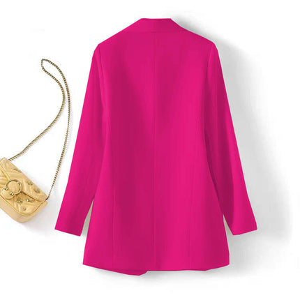 Elegant Solid Color V-Neck Suit Blazer for Women Spring Autumn