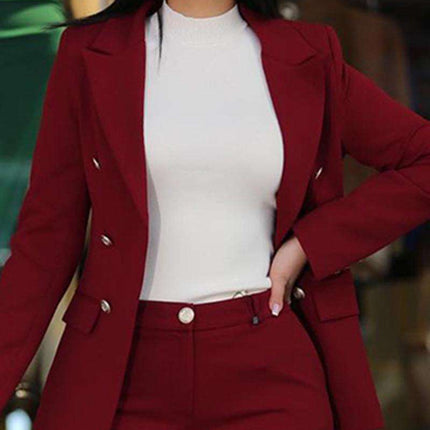 Women’s Elegant Office Suit Set Blazer & Pants Long Sleeve Workwear