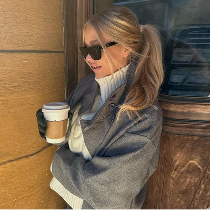 Women’s Elegant Stand Collar Lace-Up Short Jacket | Chic Streetwear