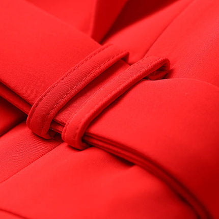 Women’s Double Breasted Office Blazer Dress with Belt Long Sleeve Elegant