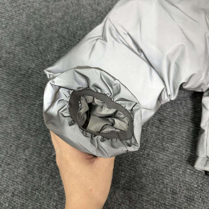 Men Reflective White Duck Down Hooded Puffer Jacket Warm Winter Coat