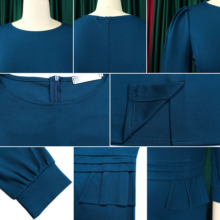 Elegant O-Neck Office Dress for Women Slim Fit Half Sleeve with Slit