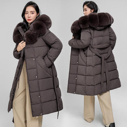 Women’s Winter Long Parka with Big Fur Hood Windproof Warm Coat