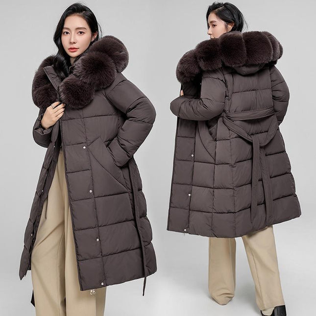 Women’s Winter Long Parka with Big Fur Hood Windproof Warm Coat