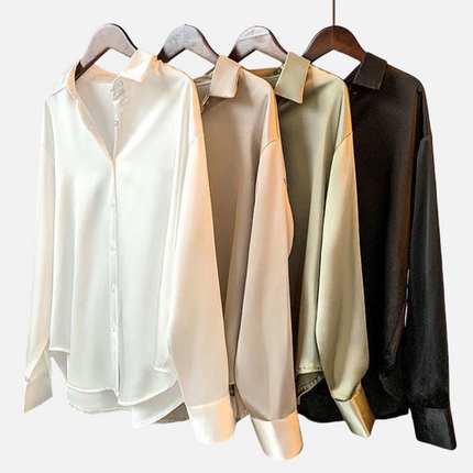 Vintage Satin Sheer Blouse for Women Long Sleeve Elegant Overshirt