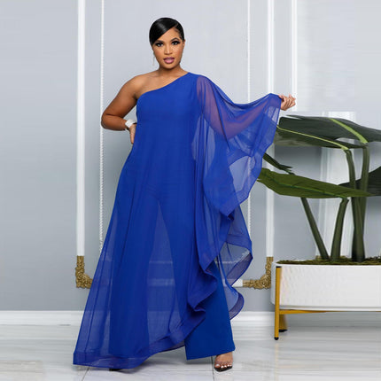 Women One Shoulder Sleeveless Stretchy Chic Casual Jumpsuit