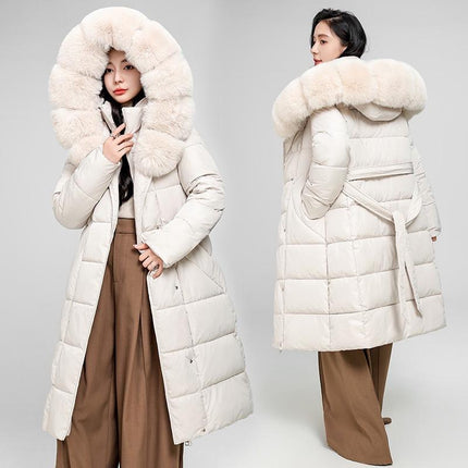 Women’s Winter Long Parka with Big Fur Hood Windproof Warm Coat