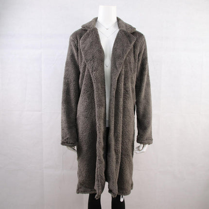 Women's Autumn Winter Teddy Coat Plush Lapel Long Sleeve Warm Coat