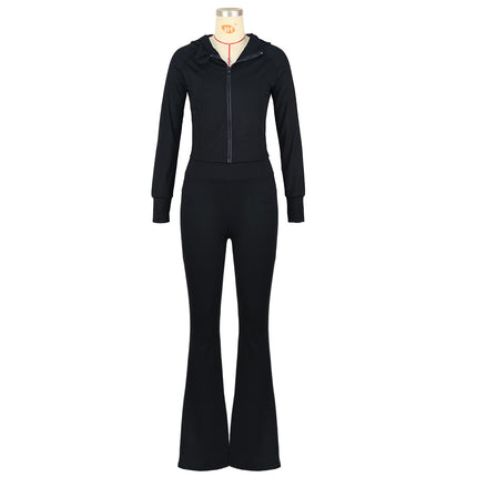 Women’s Hooded Tracksuit 2 Piece Set Jacket and Jogger Pants Spring Fall