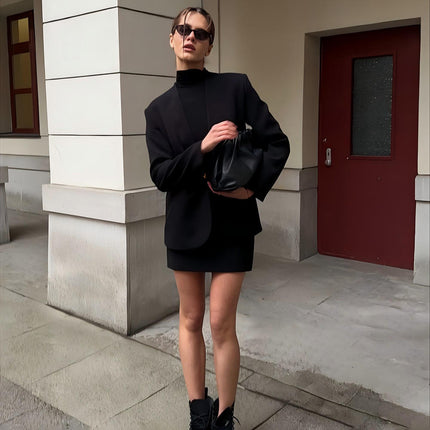 Women's V Neck Single Button Long Sleeve Winter Office Blazer Jacket