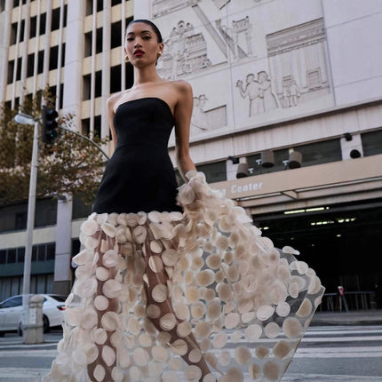 Women's Strapless 3D Polka Dot Slim Fit Summer Maxi Evening Dress