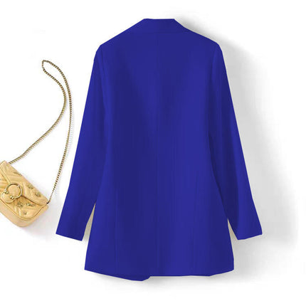 Elegant Solid Color V-Neck Suit Blazer for Women Spring Autumn