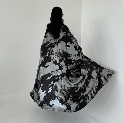 Women's Modest Dubai Abaya Islamic Open Kaftan with Gold Print