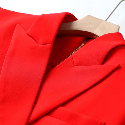 Women’s Double Breasted Office Blazer Dress with Belt Long Sleeve Elegant