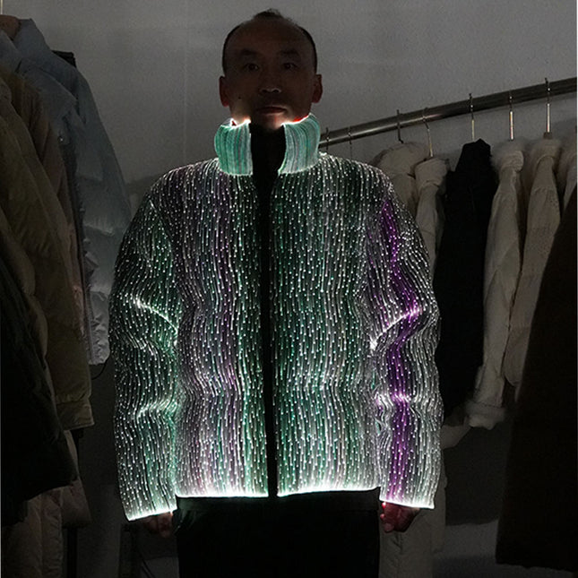 Men's Luxury Luminous LED Down Puffer Jacket Matte Winter