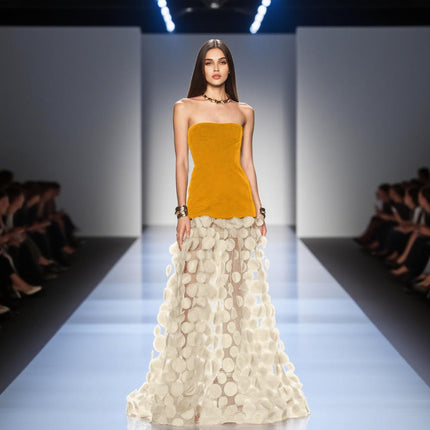 Women's Strapless 3D Polka Dot Slim Fit Summer Maxi Evening Dress