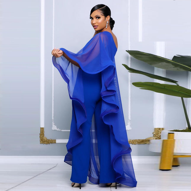 Women One Shoulder Sleeveless Stretchy Chic Casual Jumpsuit