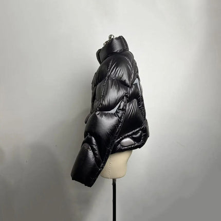 Custom Logo Black Quilted Puffer Jacket Luxury Men's Winter Down Coat