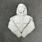 Men Reflective White Duck Down Hooded Puffer Jacket Warm Winter Coat