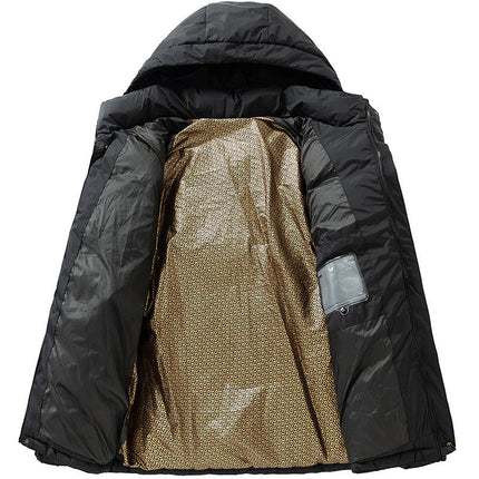 Custom Black Men Puffer Jacket with Hood Winter Quilted Hooded Coat