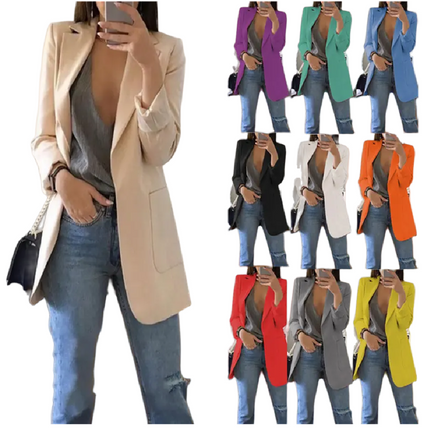 V Neck Long Sleeve Button Cardigan Blazer for Women Office Formal Wear
