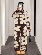 Winter Korean European American Flower Knit Long Sleeve Top Loose Casual