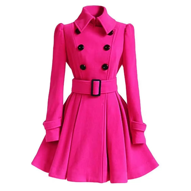 Women’s Double Breasted Long Wool Coat | Autumn Winter Warm Overcoat