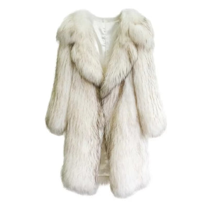 Women’s Long Faux Fur Winter Coat Warm Windproof Plus Size Jacket