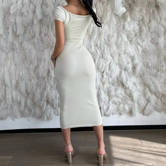 Women’s Summer Ribbed Slim Fit Maxi Dress Elegant Long One-Line