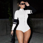 Women’s Zip-Up High Neck Knit Jumpsuit Bodycon Motorcycle Style
