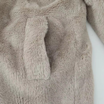 Women’s Faux Fur Coat Warm Lapel Jacket Soft Chic Winter Outerwear Long