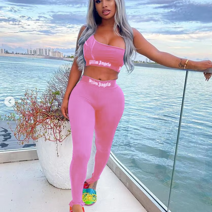 Women’s Summer 2-Piece Sports Set Sexy Printed Tight Fashion Outfit