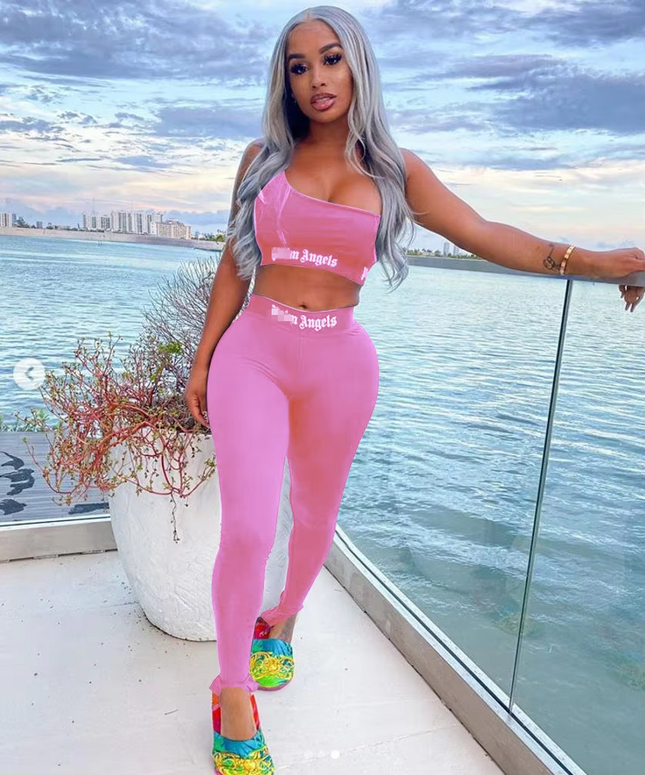 Women’s Summer 2-Piece Sports Set Sexy Printed Tight Fashion Outfit