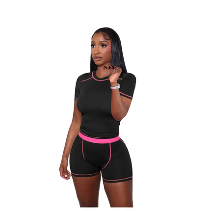 Women’s Casual Summer Two Piece Knit Shorts Set Slim Fit