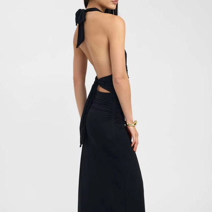 Summer Deep V Halter Backless Maxi Beach Party Dress Women