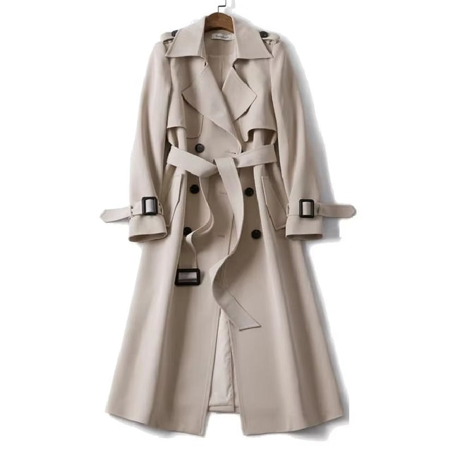 Women Long Trench Coat Fall Winter Mid Length Plus Size Overcoat