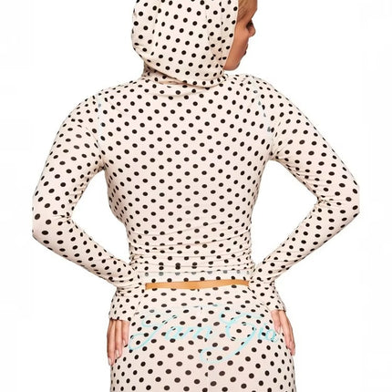 2025 Women’s Dot Print Two-Piece Long Sleeve Open Collar Casual Outfit