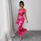 Women’s Floral Chiffon Maxi Dress Sleeveless Elegant Party Wear