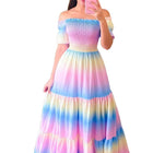 Women’s Off-Shoulder Floral Tube Summer Dress with Butterfly Print